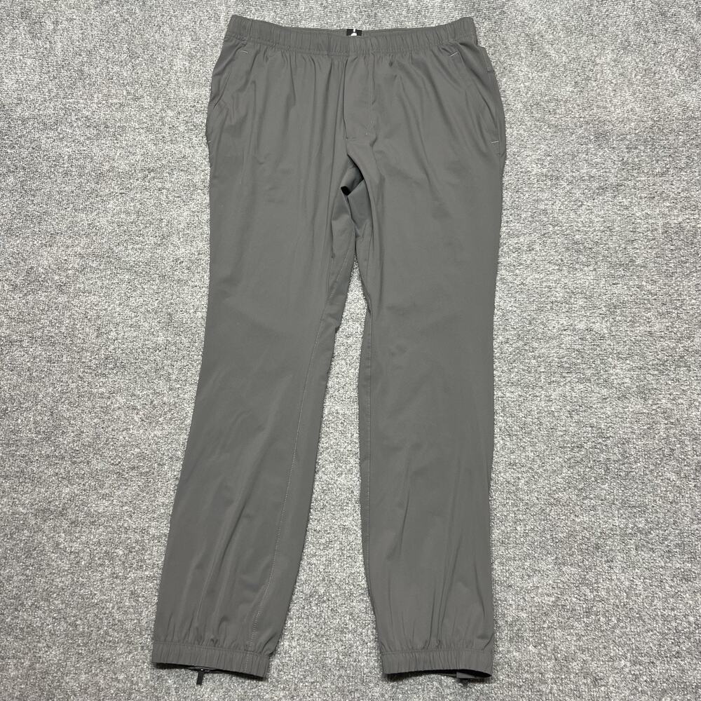 Fourlaps RE-UP Track Pants Men Medium Gray Woven Elastic Waist Zip Cuffs Running